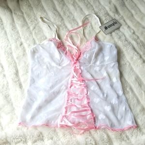 White/Pink heart lingerie top